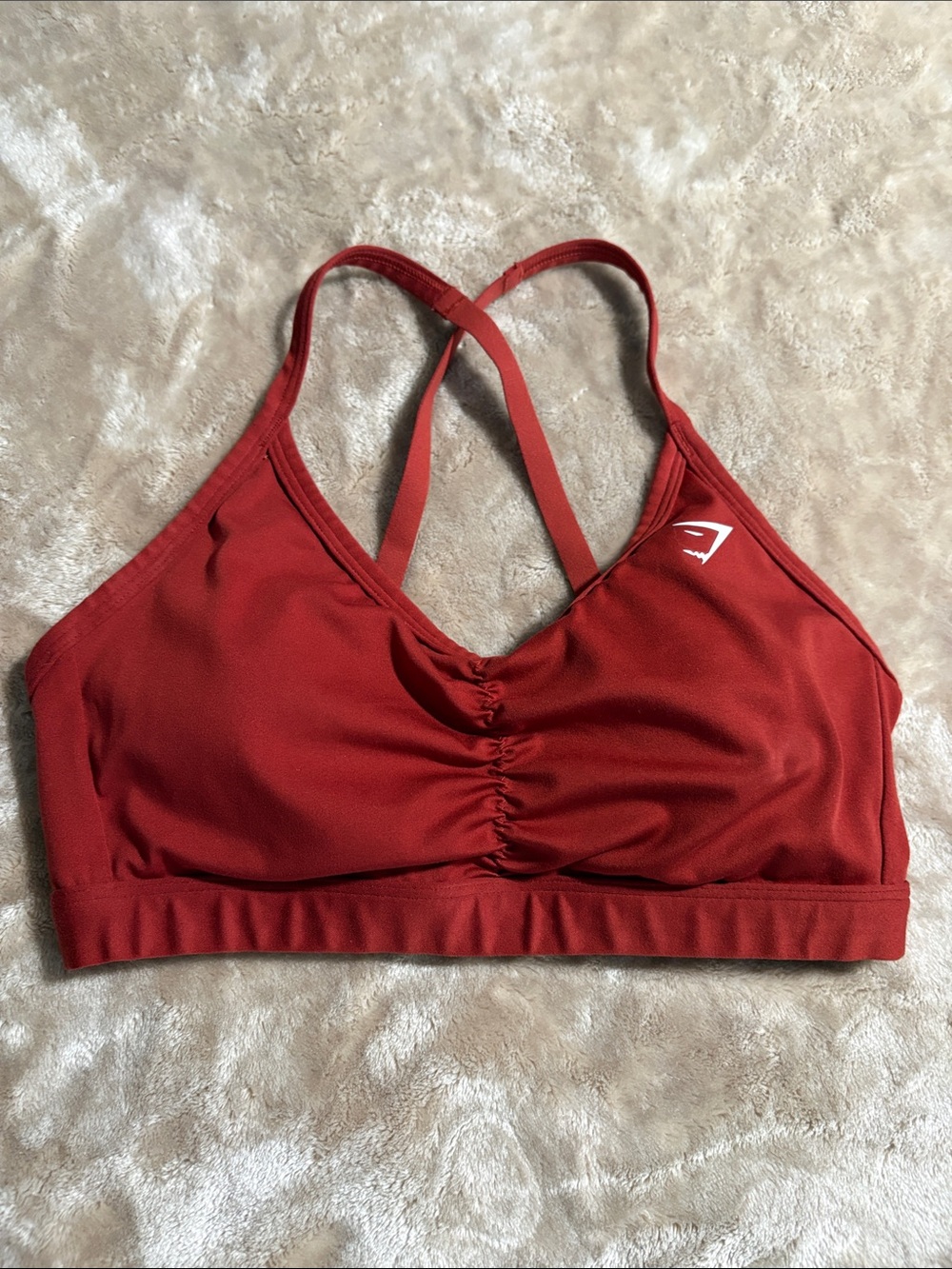 Gymshark Ruched Medium Support Sports Bra - Rosewood Red Rust Small